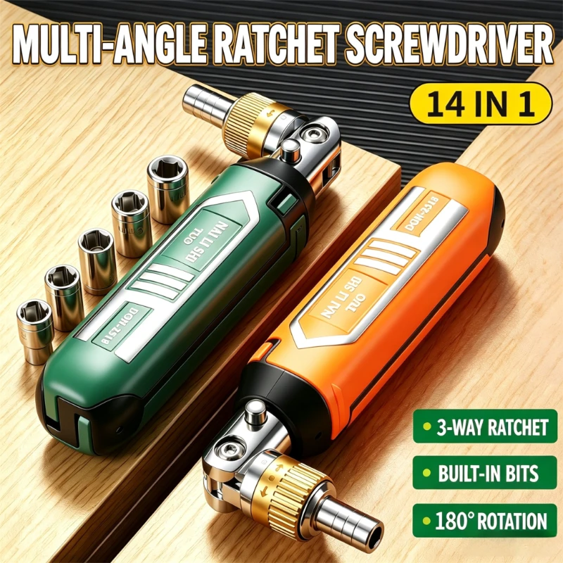 14 in 1 Multi-Function Rotary Ratchet Screwdriver Torx Phillips Magnetic Screw Driver Bits Motor Repair Tool Screwdriver Bit Set