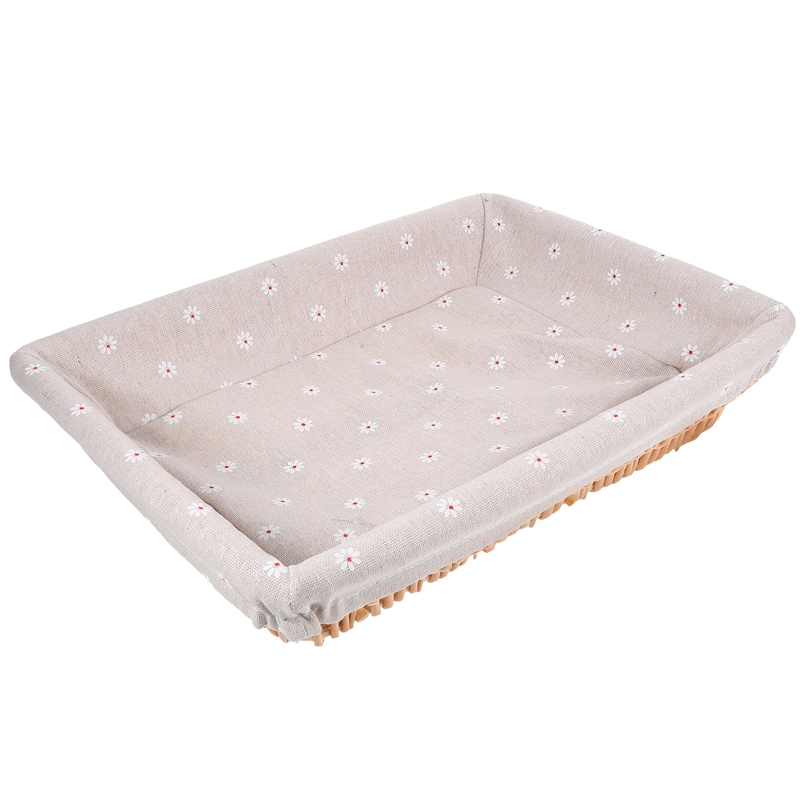 

Linen Wicker Woven Basket Rustic Storage Organizer for Bread Fruits Vegetables Snacks Picnics Home Use