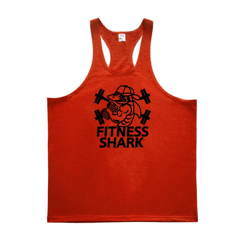 FITNESS SHARK Brand Mens Y Back Gym Clothing Summer Cotton Bodybuilding Stringer Tank Tops Workout Sleeveless Singlets Vest view 6