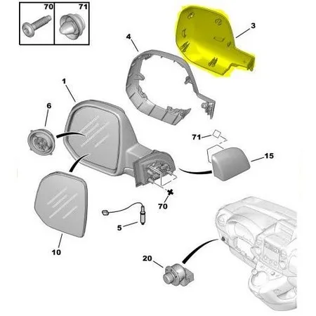 DENTAL MIRROR COVER RIGHT PARTNER HILL-BERLINGO 2009-2013 8152 F5 445788185