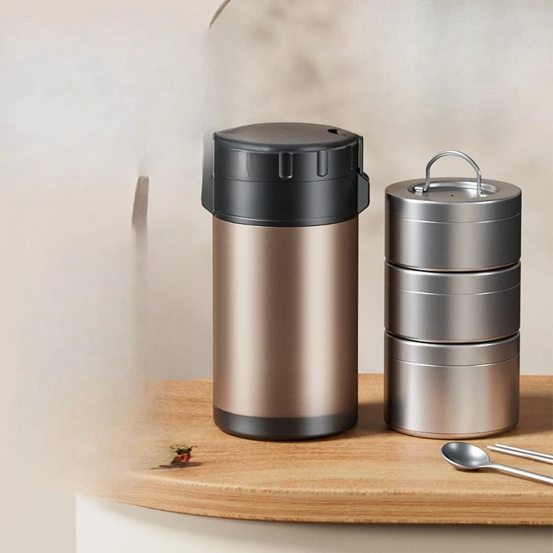 

lunch box bucket 316L stainless steel, portable and large capacity for students and office workers, multi-layer 25 new models