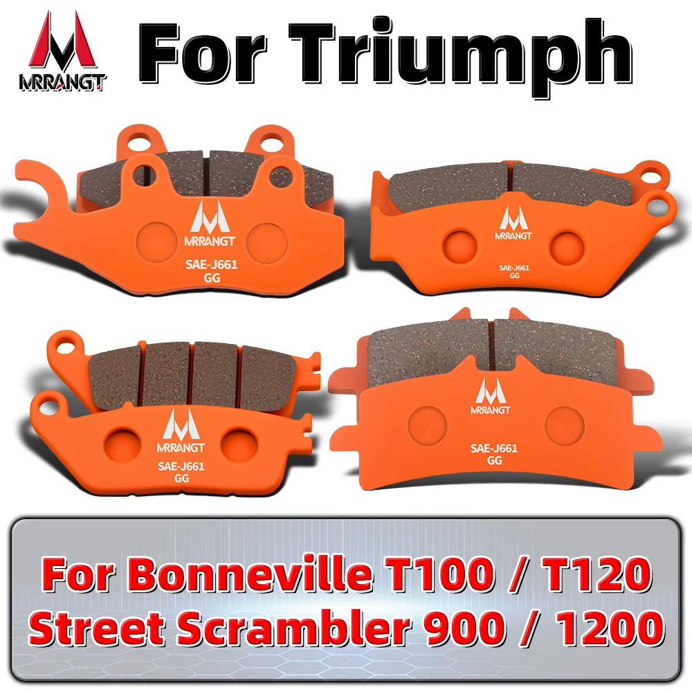 MRRANGT Motorcycle Ceramic Brake Pads Kit fit for Triumph Bonneville T120 T100 Street Scrambler 900 1200 Set