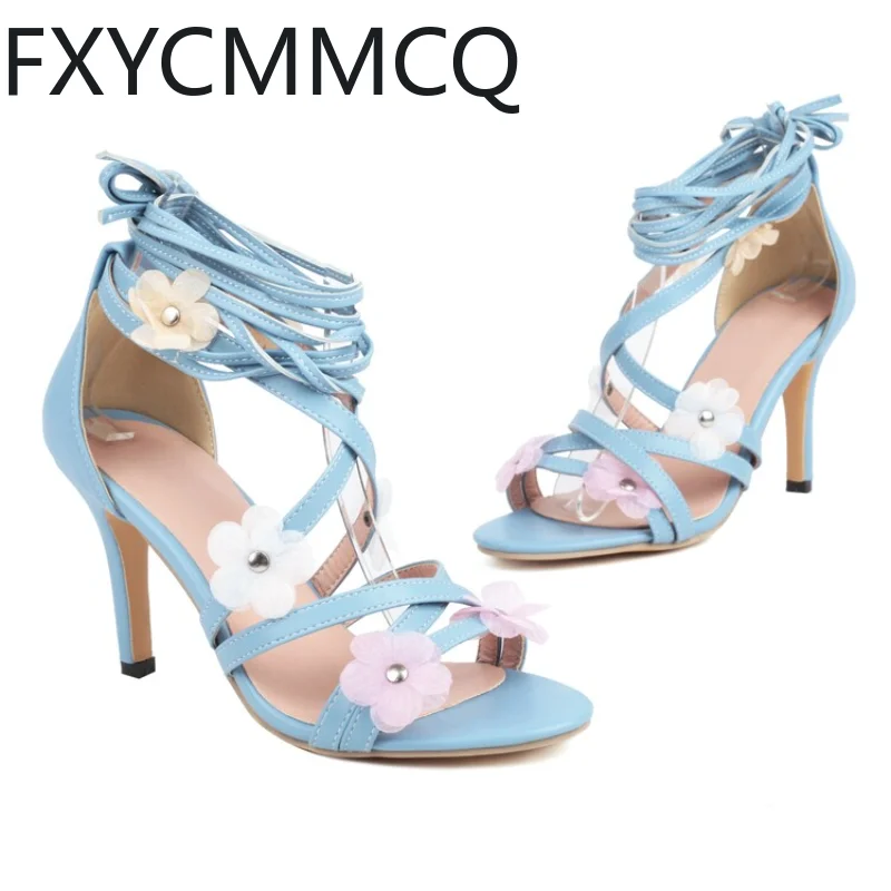 

FXYCMMCQ New Summer Lace-up Fish Mouth Women's Sexy High Heel Sandals 3-206