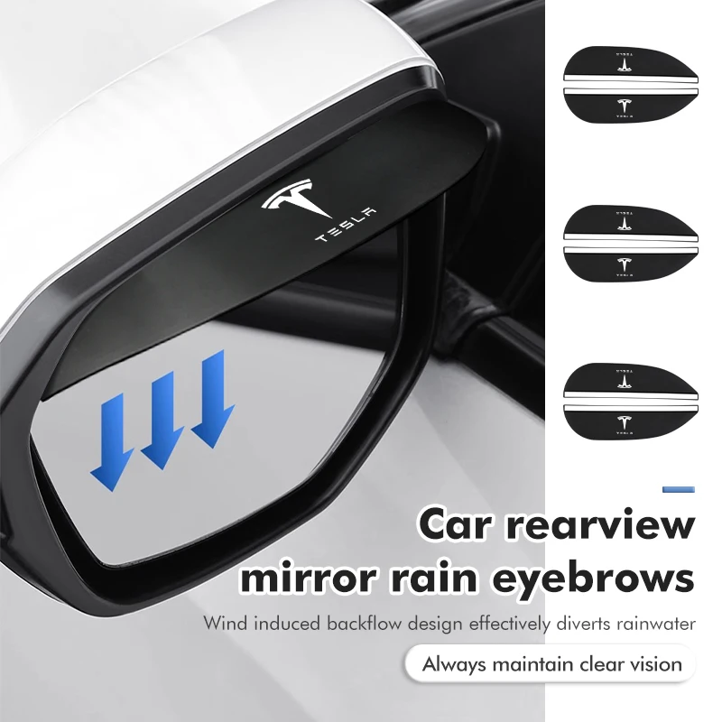 Car Rear View Mirror Rain Eyebrow Shield Sun Visor Protector For Tesla Model 3 S Y X