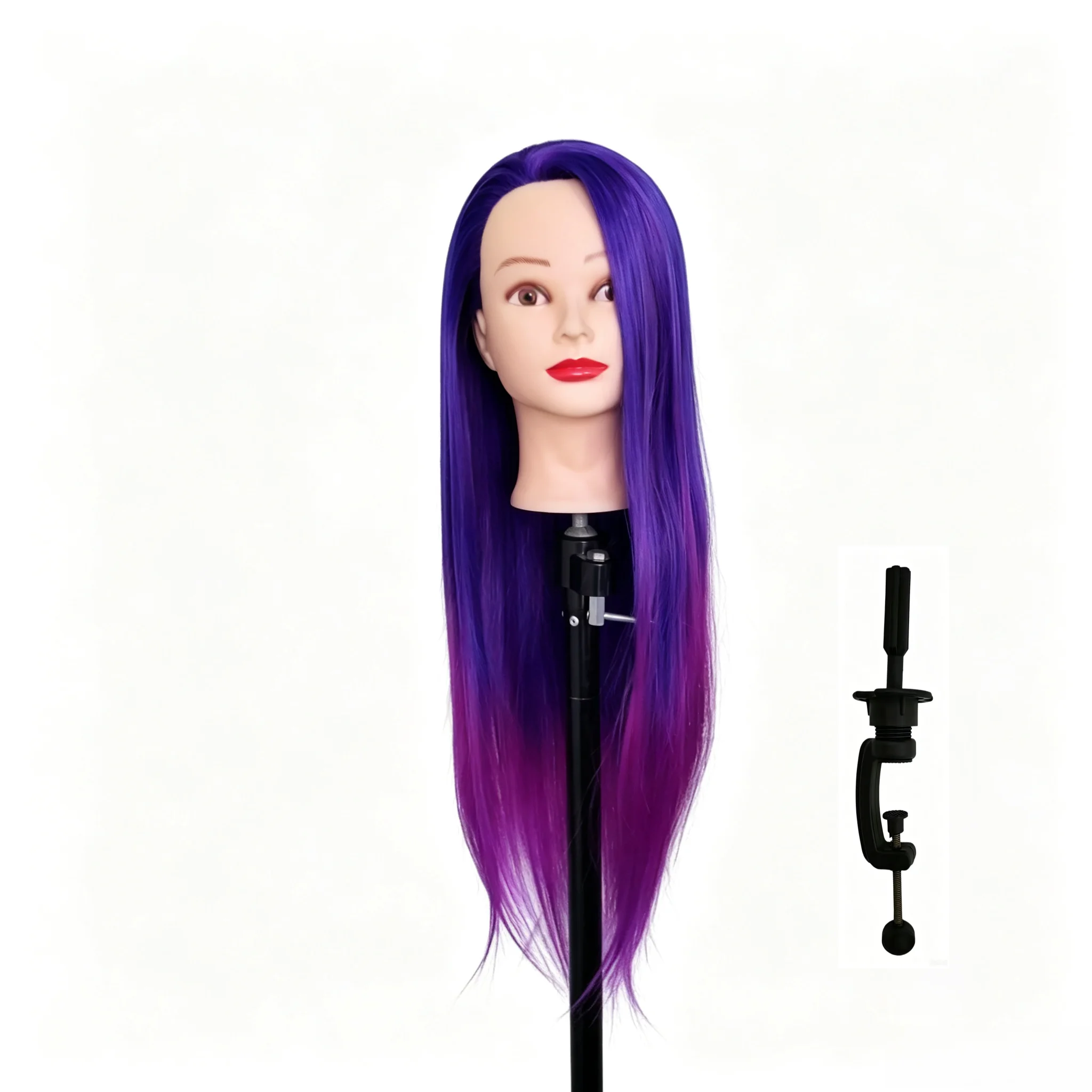 26-inch mannequin head with high-temperature hair for everyday braiding and styling; suitable for beginners learning to cut; can