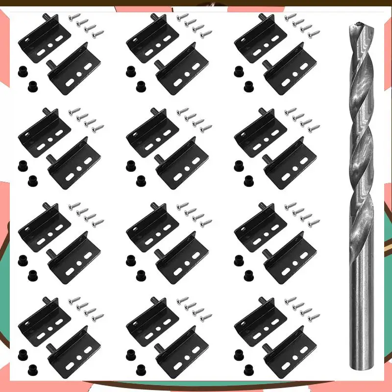 

12 Sets Pivot Hinges With Bushing Concealed Shaft Cabinet Door For Wood Doors, Drawers-[A59T]
