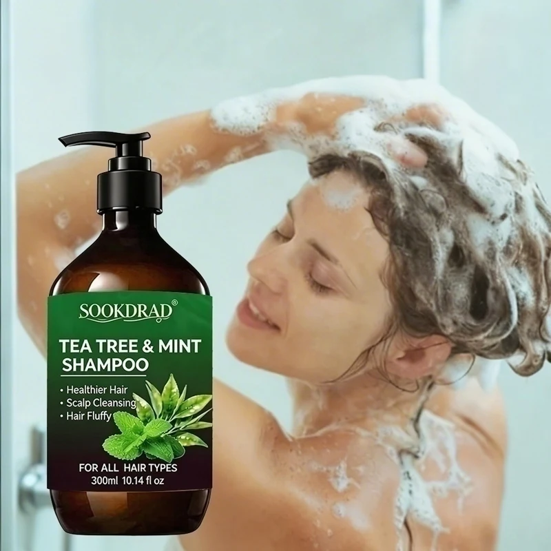 Tea Tree & Mint Shampoo, Refreshing Oil Control, Softer Scalp, Healthy Hair, 300ml For Daily Grooming