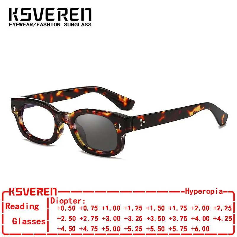 

KSVEREN Men Oval Photochromic Reading Glasses Trendy Presbyopic Eyeglasses Outdoor Color Changing Eyewear Prescription Glasses