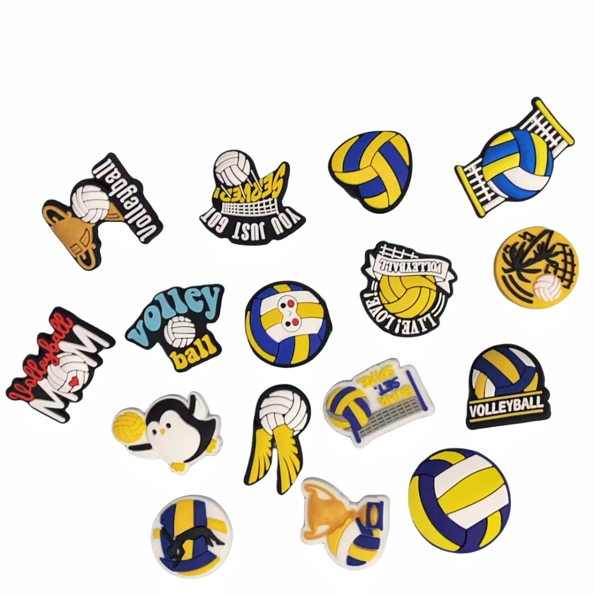 16Pcs Volleyball Shoe Accessories - Sport-Themed Shoe Decoration, Backpacks, Wristbands & Accessories