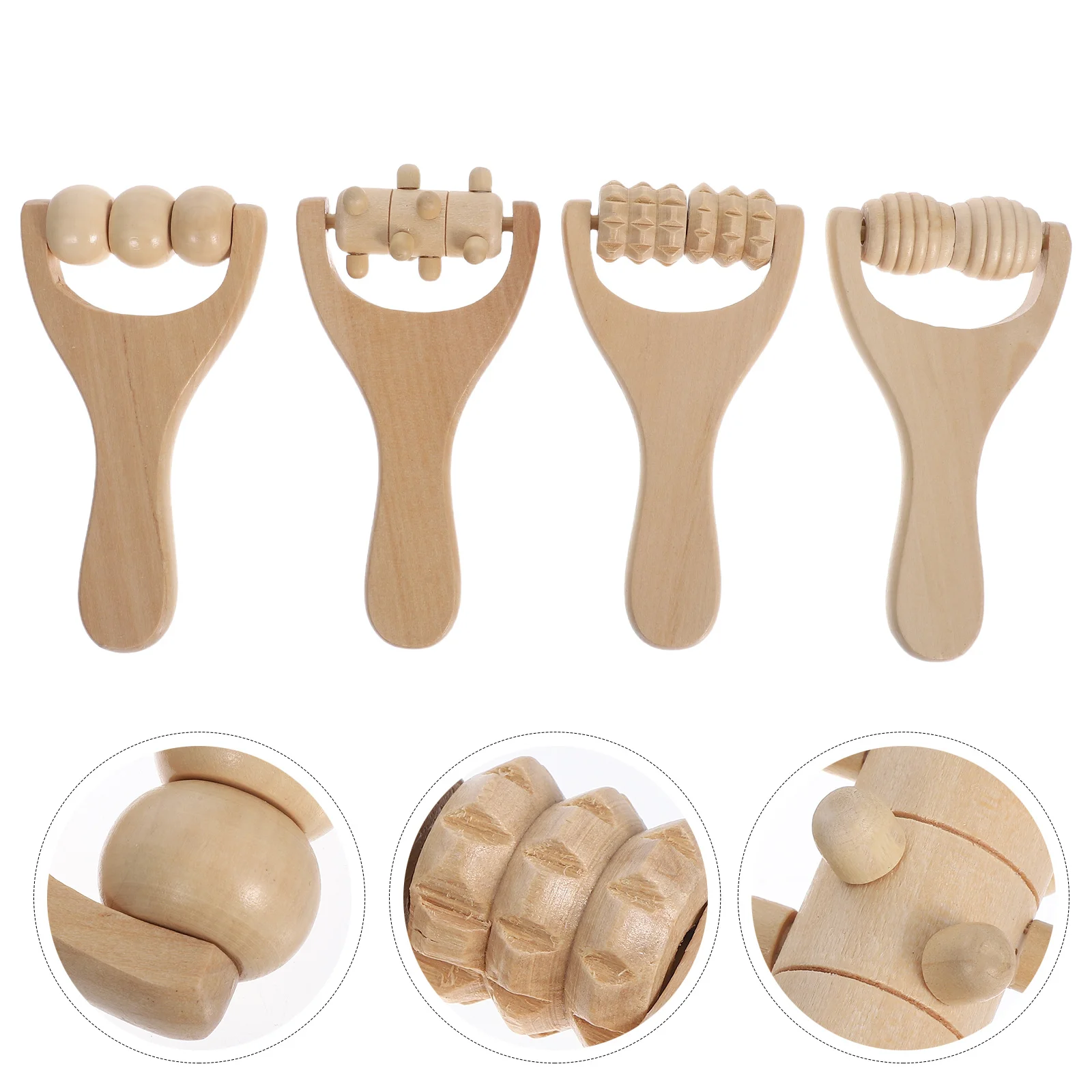 

4 шт. деревянный массажный ролик, ручной массажер для тела, набор для лица, шеи, спины, ручная релаксация мышц, домашний офис, путешествия