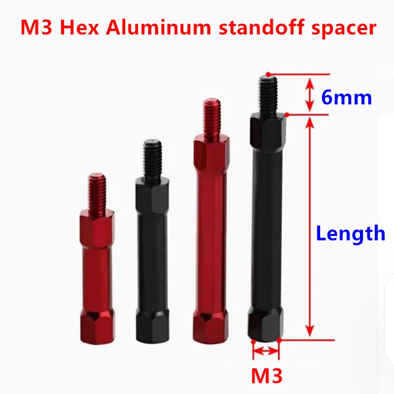 10 Stück M3 * 10/15/20/25/30/34/35/40 + 6 mm Sechskant-Aluminium-Abstandshalter, Abstandsschrauben