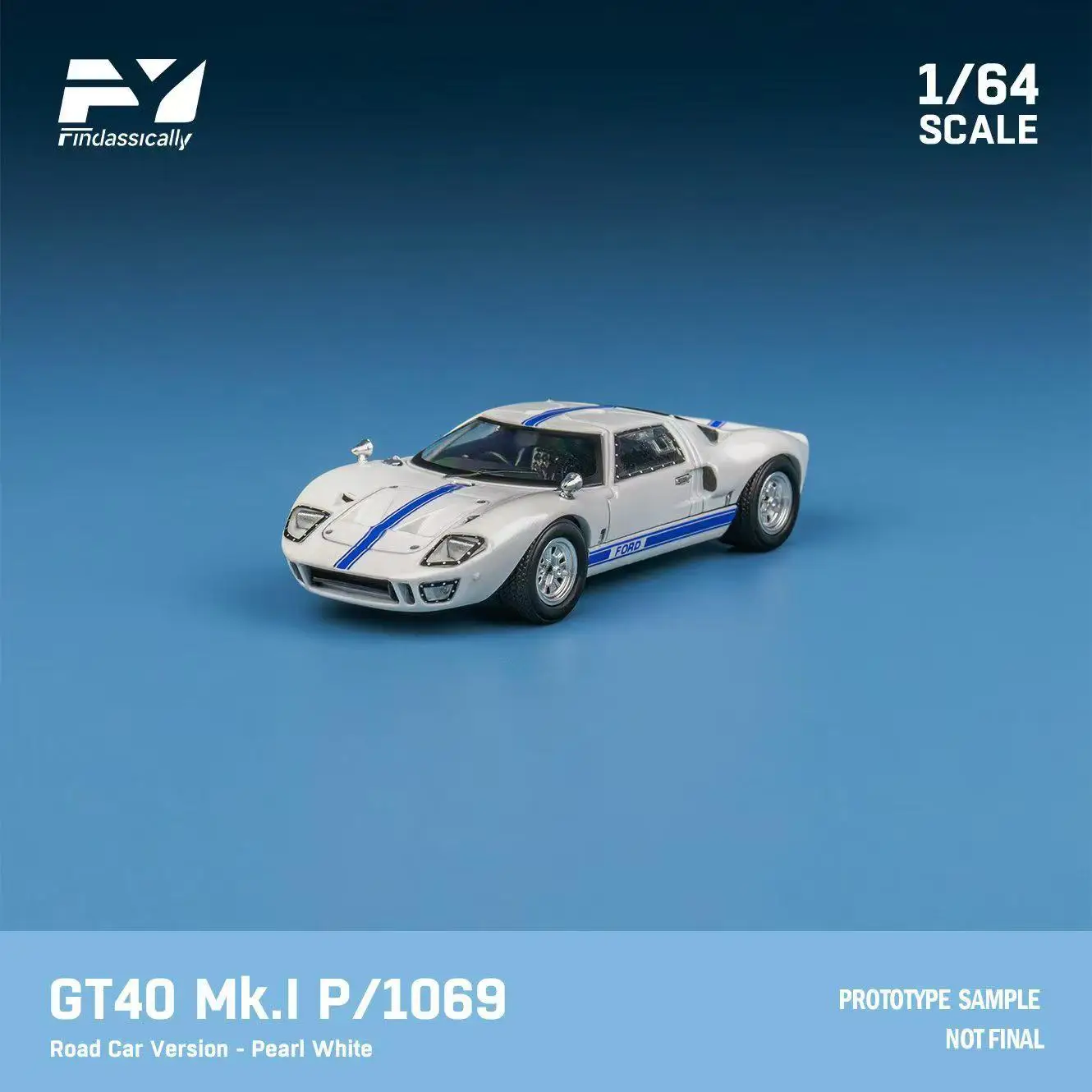 **Pre-order **Finclassically 1:64 GT40 Mk.I P1059  /White Diecast Model Car