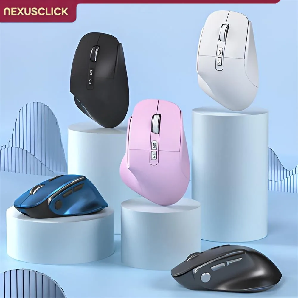 NexusClick Ergonomic Vertical Wireless Mouse, Type-C Rechargeable 3 Mode Silent Mice Adjustable DPI Gaming Office Computer Mouse