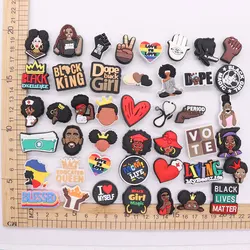 1Pcs PVC Black Lives Matter Blessed Heart Money Woman Charms Buckle Clog Love Is Love Shoe Decorations Fit Wristband