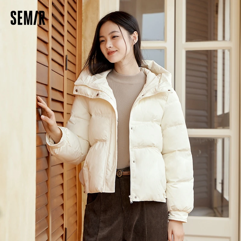 Semir Cotton Coat Women Three-Proof Hooded Bread Coat Gentle Sweet 2023 Winter New Loose Solid Color Versatile Thick Coat