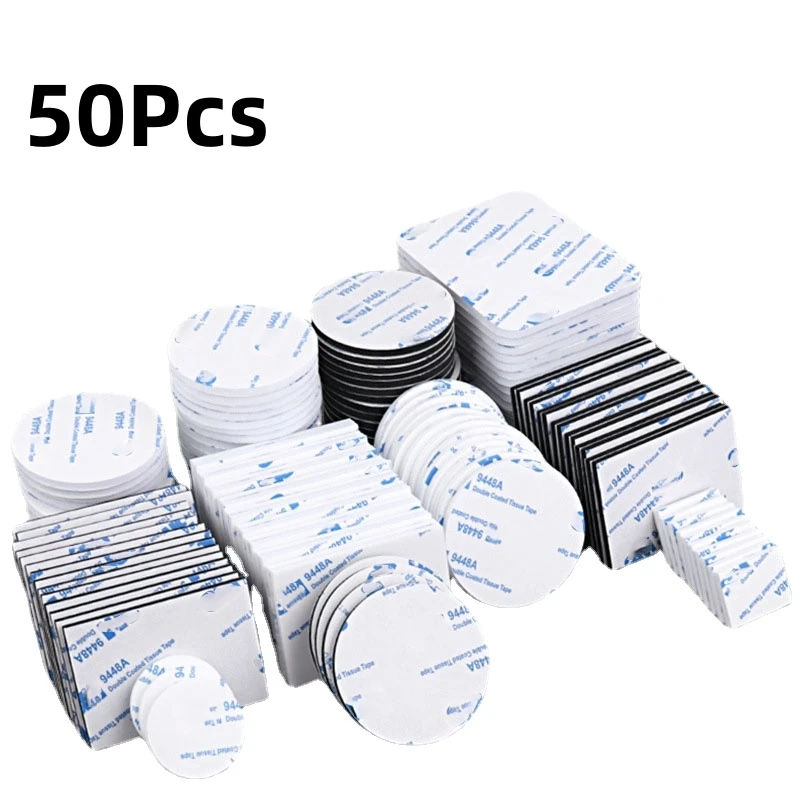 50pcs Strong Adhesive Tape Double-Sided Adhesive Acrylic Foam Tape Black EVA Double-Sided Adhesive Multi Size Foam Adhesive