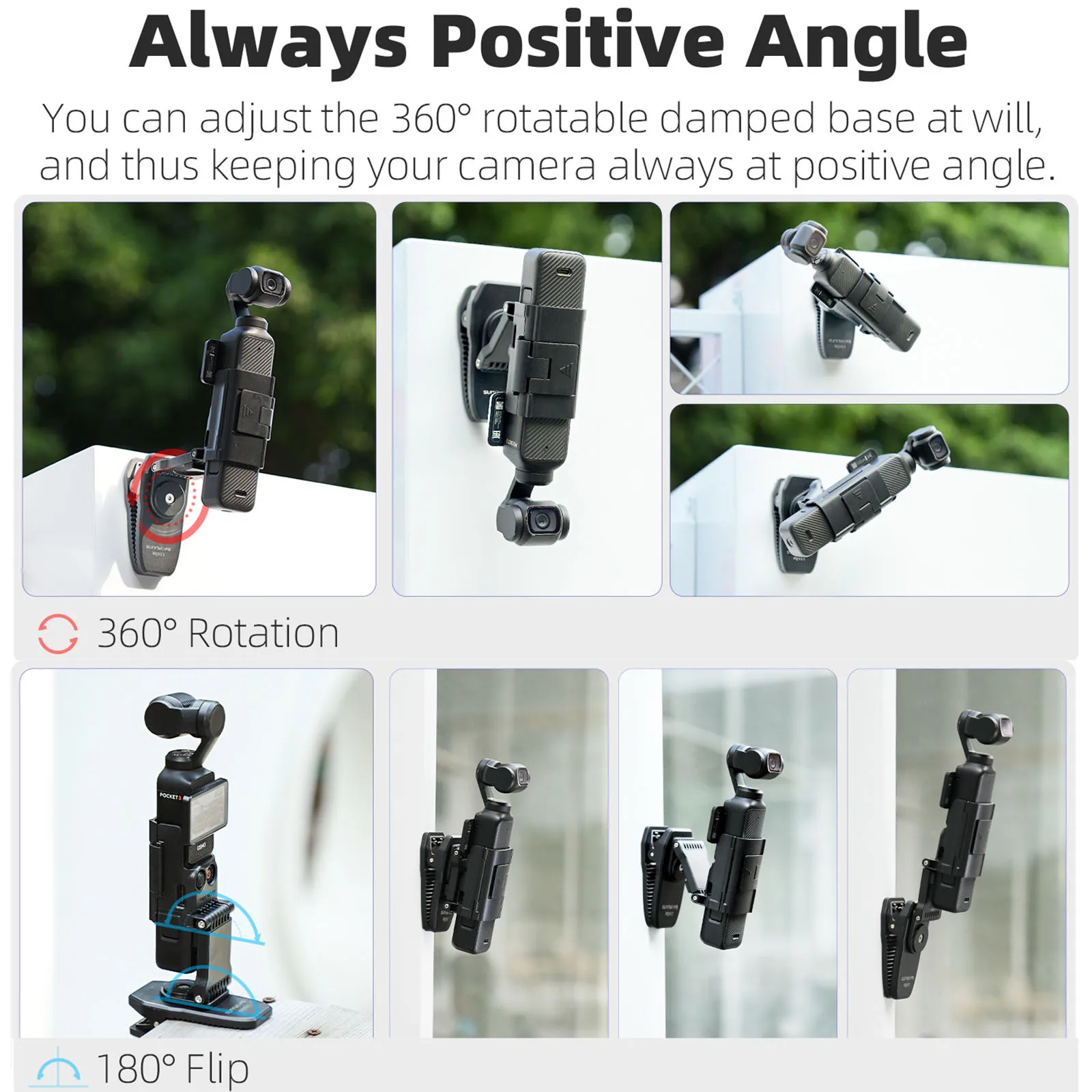 مشبك ظهر دوار 360 درجة لجيب OSMO 3 قابل للتمدد وقابل للطي كاميرا شفط مغناطيسية حامل تثبيت للجيب 3
