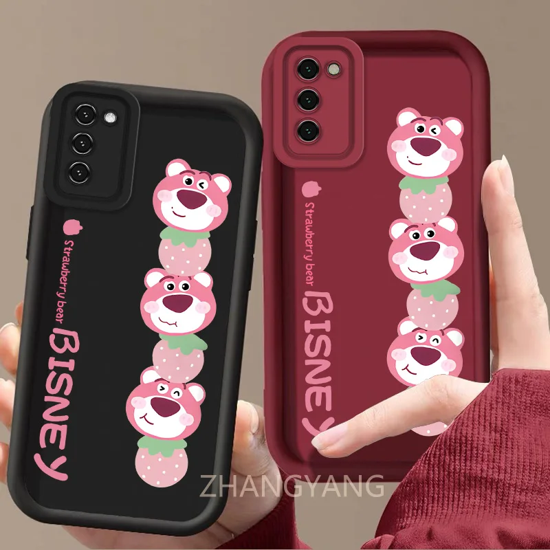 Case For Samsung A03S A02s Cute cartoon bear phone case with silicone TPU soft case anti drop and shockproof phone camera fully