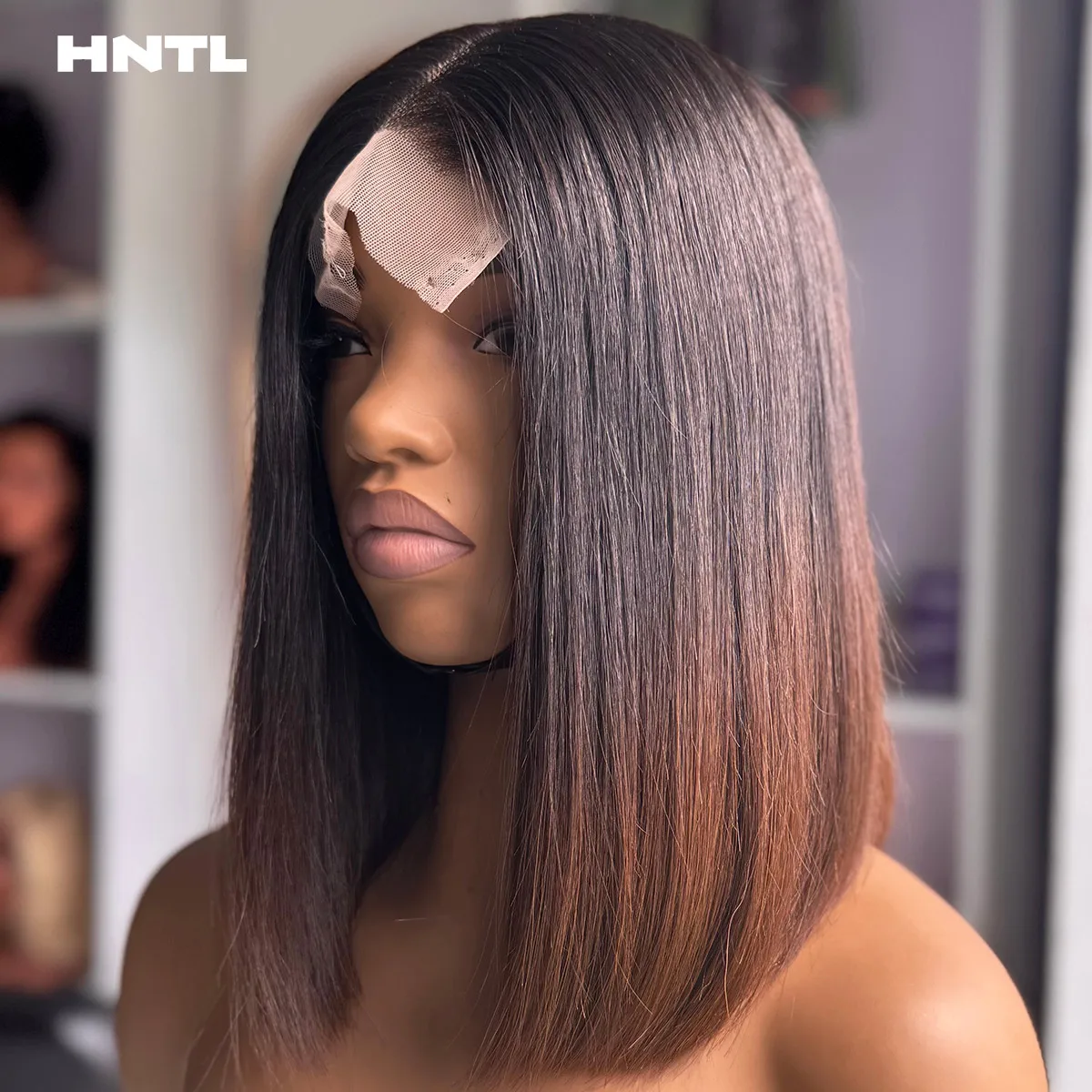 Ombre Brown Super Double Drawn Straight 2x6 4x4 5x5 Lace Closure Bob Wigs 100% Human Hair T1b/Brown Glueless Lace Front Bob Wigs