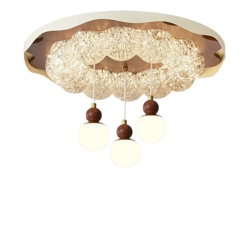 Bedroom ceiling light, medieval walnut color resin atmosphere solid wood high-end sense homestay home eye protection light