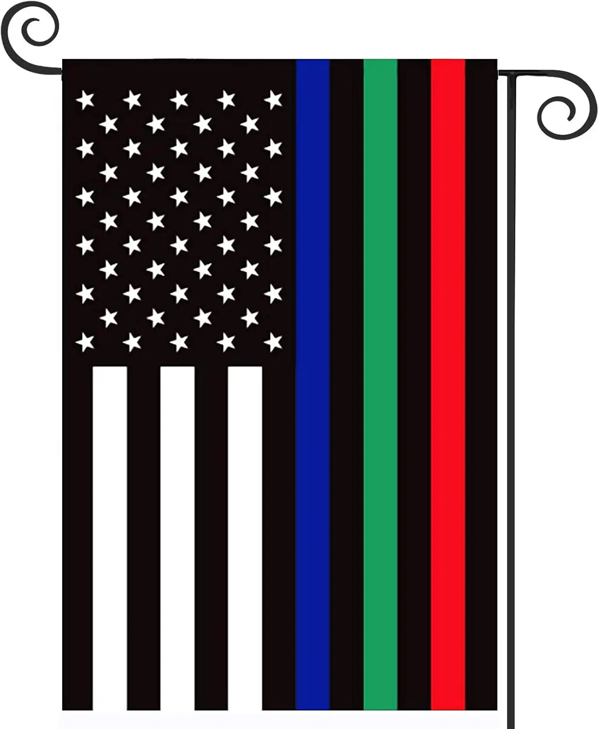 

Thin Blue Green Red American Flag Garden Flag 12 x 18 - Police Firefighter Military Yard Flags Patriotic Double Sided Small USA