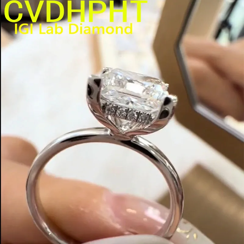 

Заводская продажа Au585 Кольцо из белого золота 14 карат IGI Lab Growing Diamond Princess Cut D Цвет 1 2 3Ct обручальное кольцо