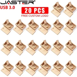 20PCS LOT USB 3.0 Flash Drives 128GB Crystal Pen Drive 64GB Free Custom Logo Memory Stick 32GB 16GB 8GB Wooden Gift Box U disk
