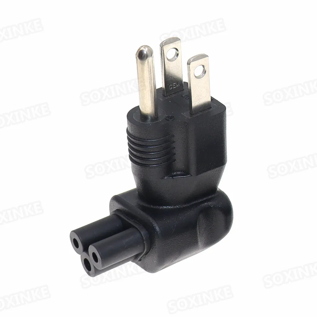 US NEMA 5-15P to IEC 320 C5 Female 10A / 125V Computer Power Adapter 90 Degree 3Pin Power Adapter 10A 125V