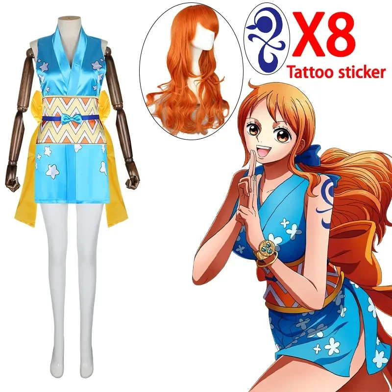 

Nami Cosplay Anime Costume Kimono Uniform Wig Halloween Costume for Girl Women Adult