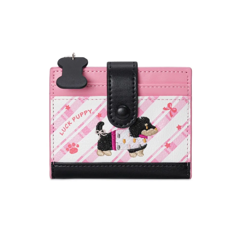 

Portable Korean Style Embroidery Sausage Dog Wallet Purse Ultra Thin Card Bag Multi-function Cartoon Coin Pouch Men