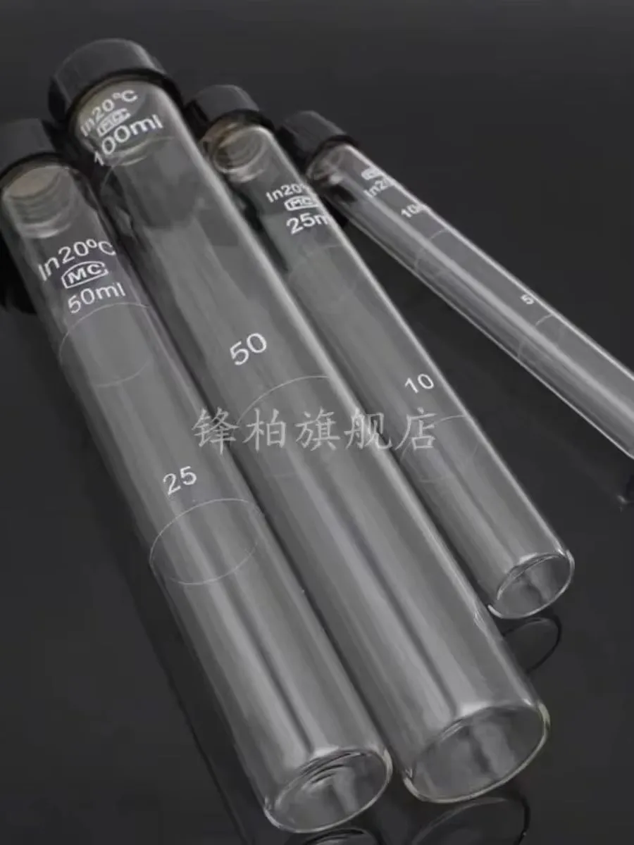 Screw mouth colorimetric tube 10 25 50 100ml glass colorimetric tube laboratory with scale stopper and cover screw mouth scale t