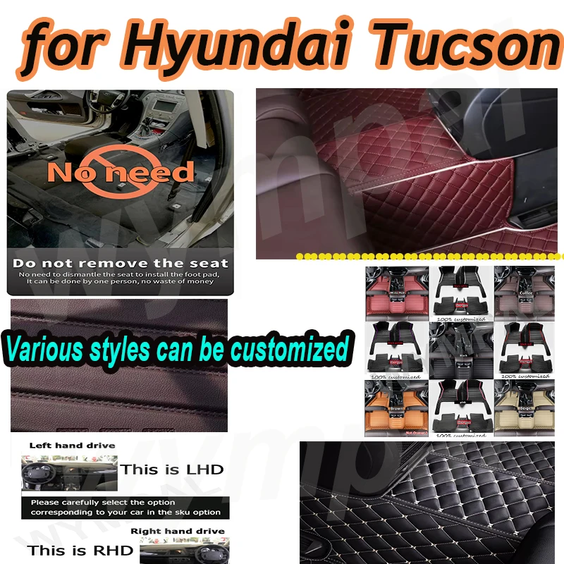 

LUXURY Car floor mats for Hyundai Tucson 2015 2016 2017 2018 Custom auto foot Pads automobile carpet cover