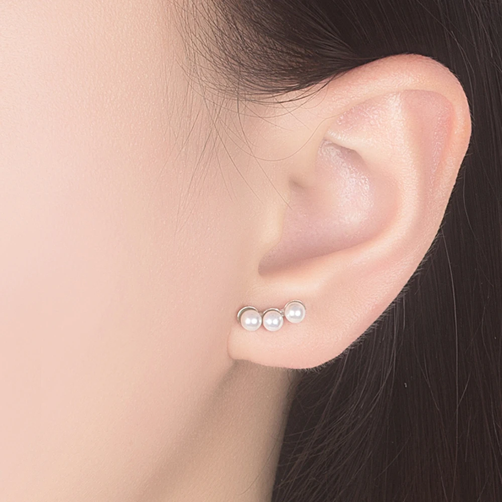 

Fashion Elegant One Word Pearl Stud Earrings Inlaid New Earrings For Women Real 925 Sterling Silver Lady Jewelry Beautiful