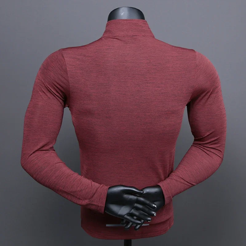 Męska koszulka golfowa Quick Dry Stand Up Neck Training Fitness Running Long Sleeve Casual Thin Outdoor Golf Top with Half Zip Muscle Fit Shirt