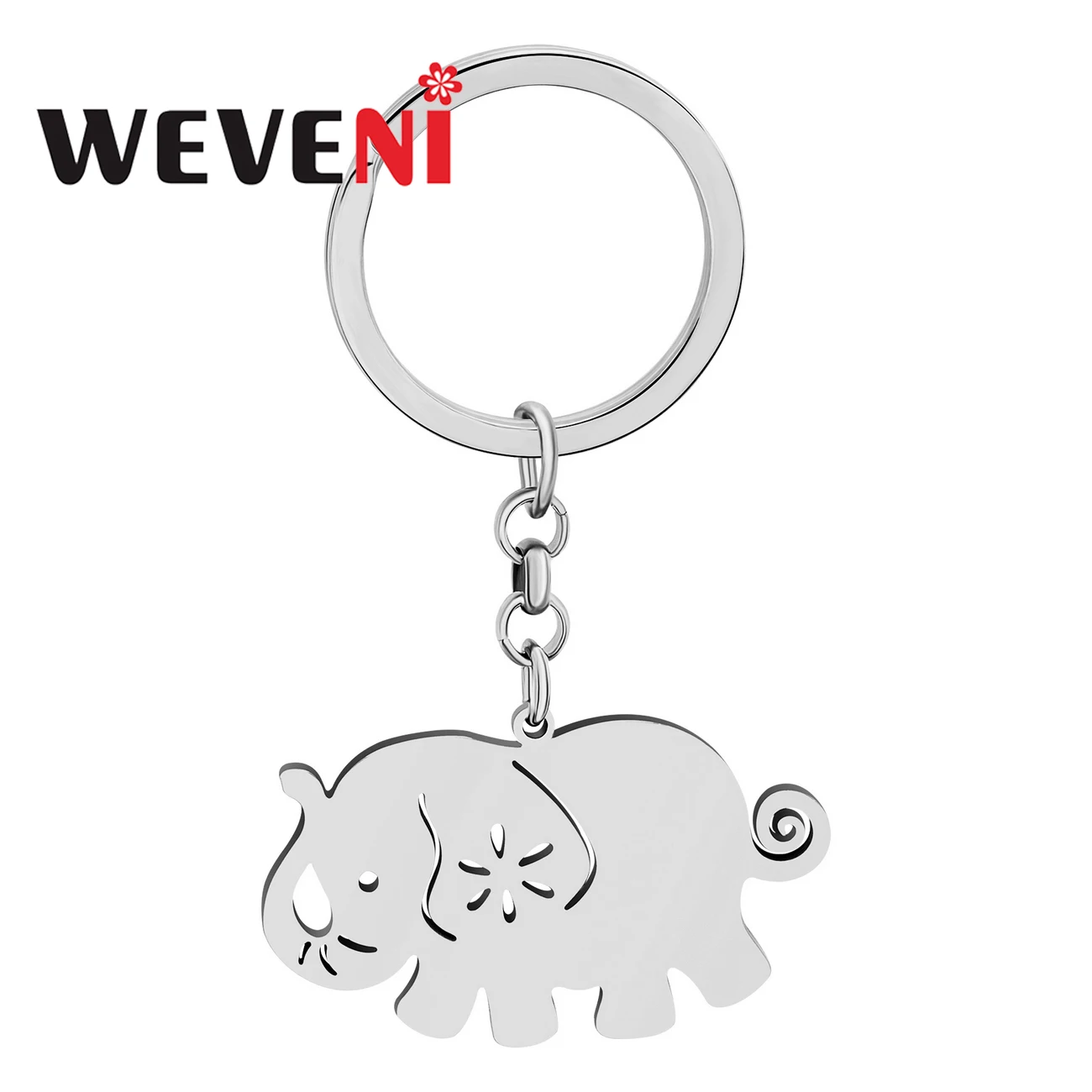 BONNSY Stainless Steel Cartoon Elephant Key Chain Handbag Purse Keychains Jungle Animals Jewelry Gifts For Women Girls