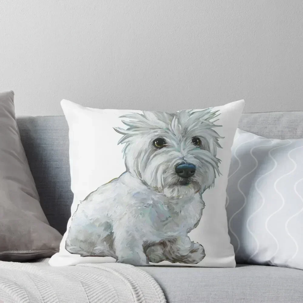 

Cute WESTIE by Robert Phelps Throw Pillow New year ornamental pillows Pillow Decor Christmas Pillows pillow