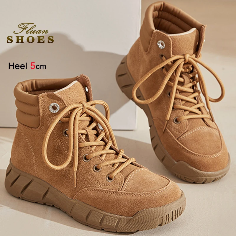 

Коричневые осенне-зимние женские ботильоны, ботинки на шнуровке через плечо, короткие ботинки из натуральной кожи на толстой подошве, кроссовки из матовой воловьей кожи, ботинки