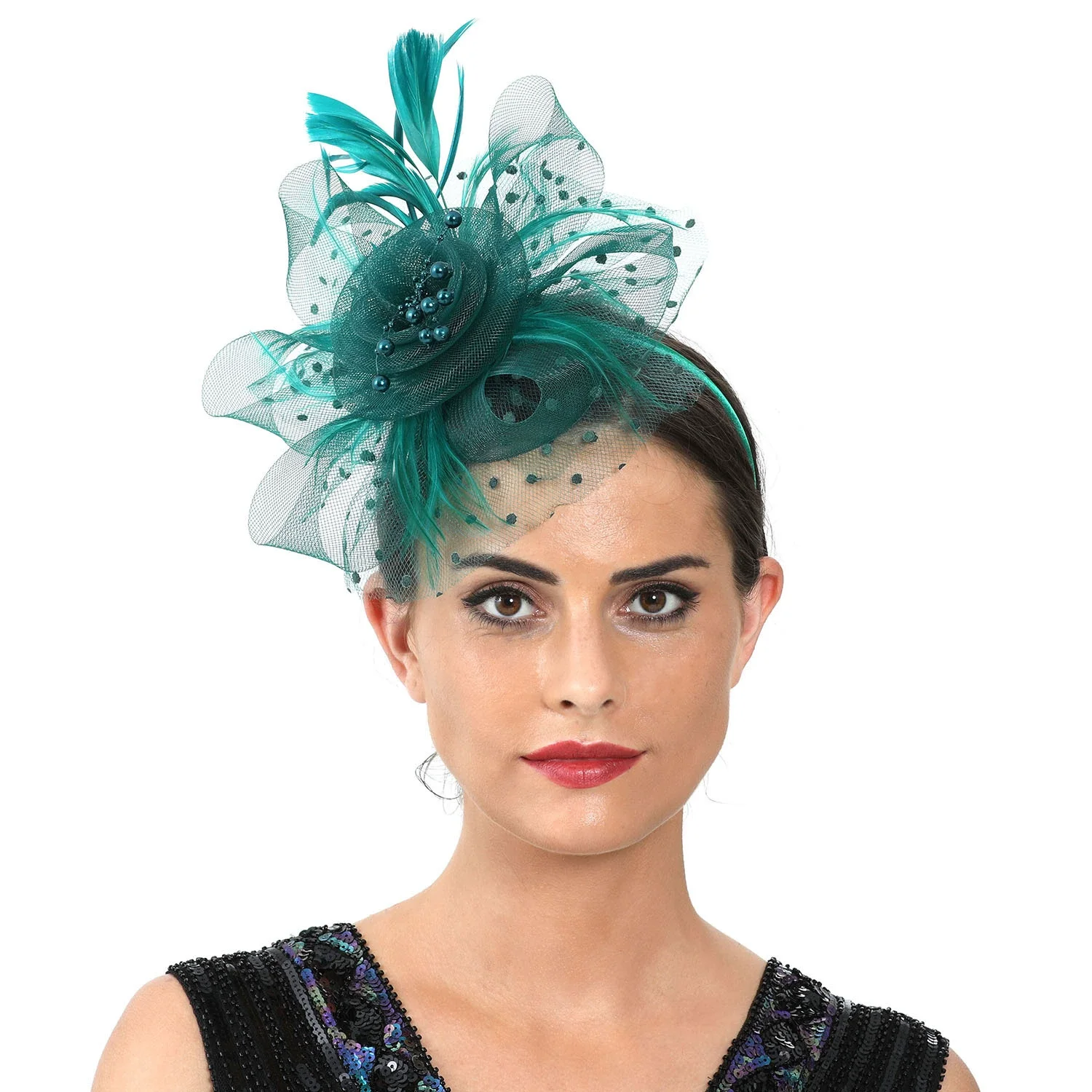 Elegant Fascinator Headwear Women Cocktail Tea Party Kentucky Derby Hat Race Day Hair Accessories Flower Church Headband 2pc/lot