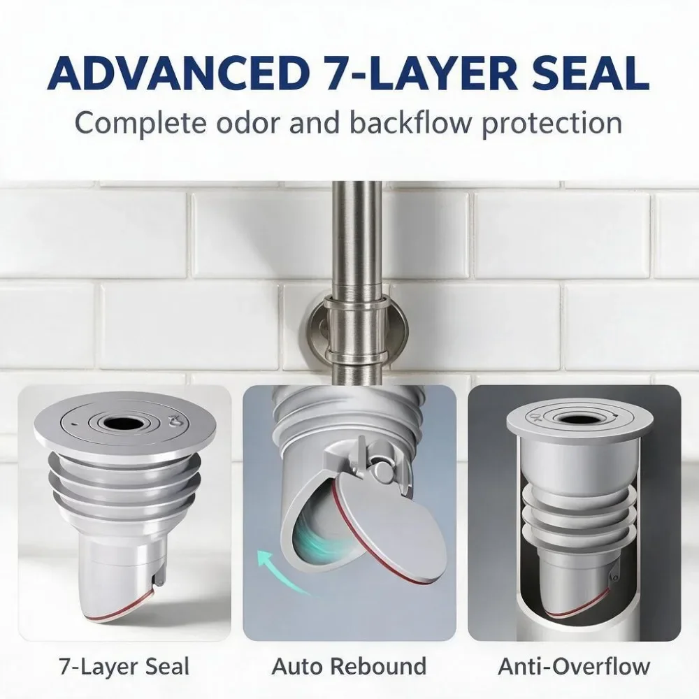Silicone Bathroom Sewer Seal Ring Kitchen Sink Sewer Pipe Plug Washing Machine Anti-odor Leakage Floor Drain Seal Connector Plug