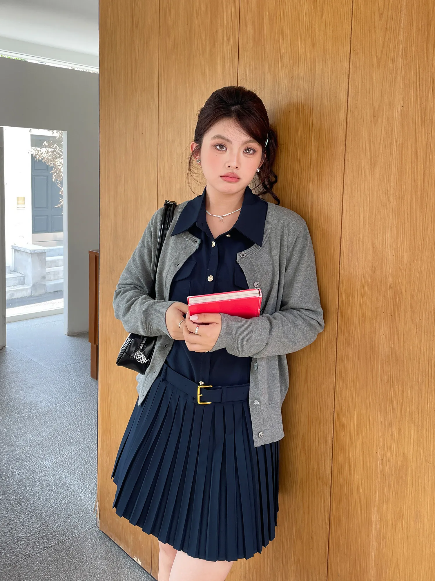 

Early Spring Unique Beautiful Dress Set plus Size Women's Shirt Skirt Sweater Open Cardigan Two Piece Set Fashionable Ensemble