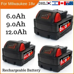 For Milwaukee M18 Battery 18V 6.0Ah/9.0AAh/12.0Ah Rechargeable Batteries M18B5 48-11-1860 /Charger Power Tool batteryr br