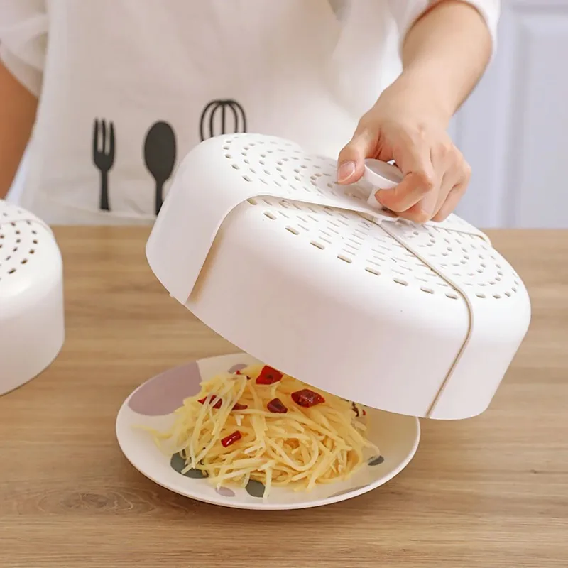 Collapsible Food Cover Ventilated Table Dish Cover Rotatable Food Protector Fly Mosquito Proof Leftover Meal Shield for Summer