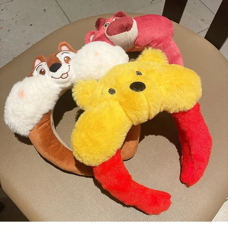 

Обруч для волос с изображением медведя Диснея, Женский обруч для умывания лица, Забавный Милый обруч для волос с изображением клубники и медведя для девочек, головной убор