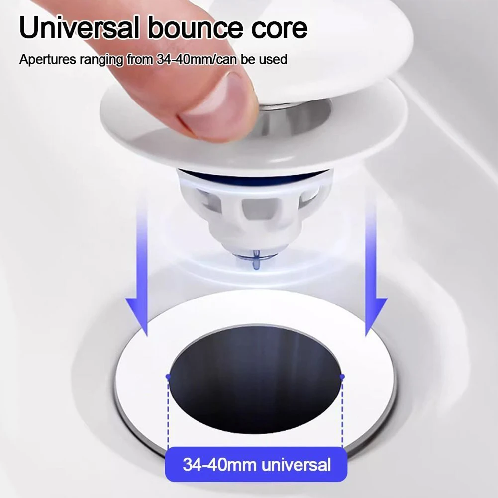 Tappo di scarico durevole tappo del filtro della vasca da bagno accessori per il bagno collettore per capelli con nucleo di rimbalzo raccordi per lavabo da cucina