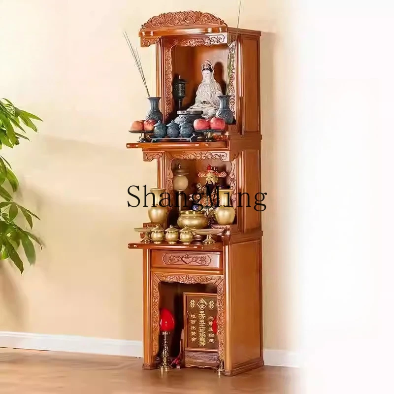 

SM simple style household cabinet high sense three-layer solid wood Buddhist cabinet simple offering table
