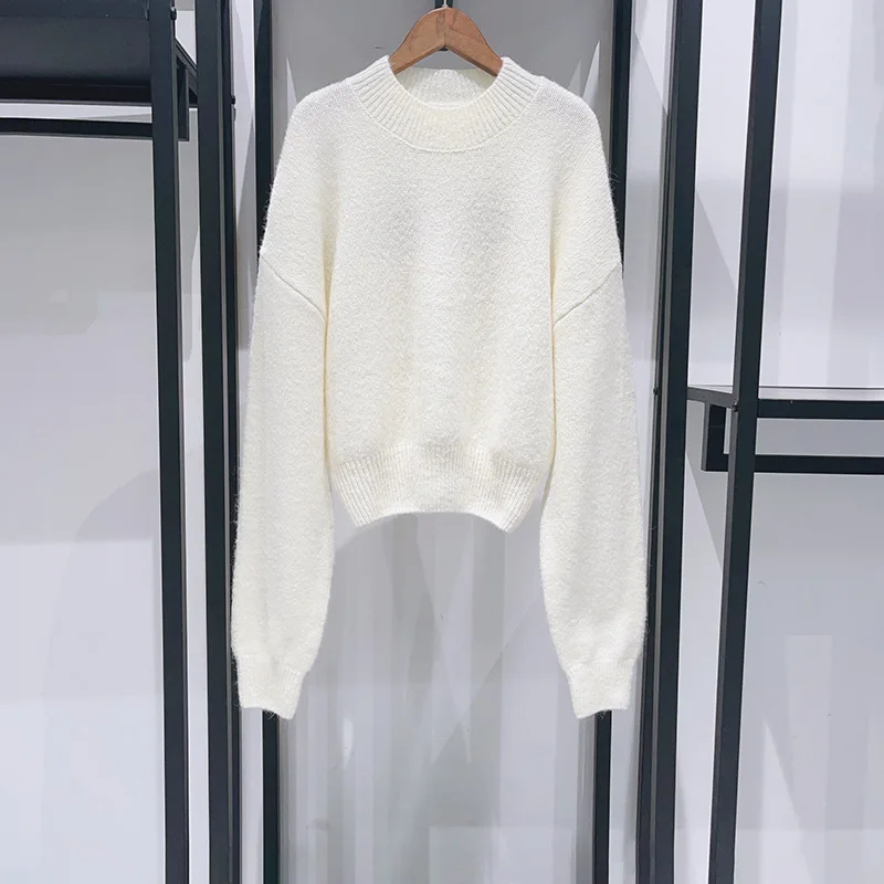 Sweater for Ladies 2024 New Autumn Letter Jacquard O-neck Loose Casual Slim Waist Long Sleeve Pullover