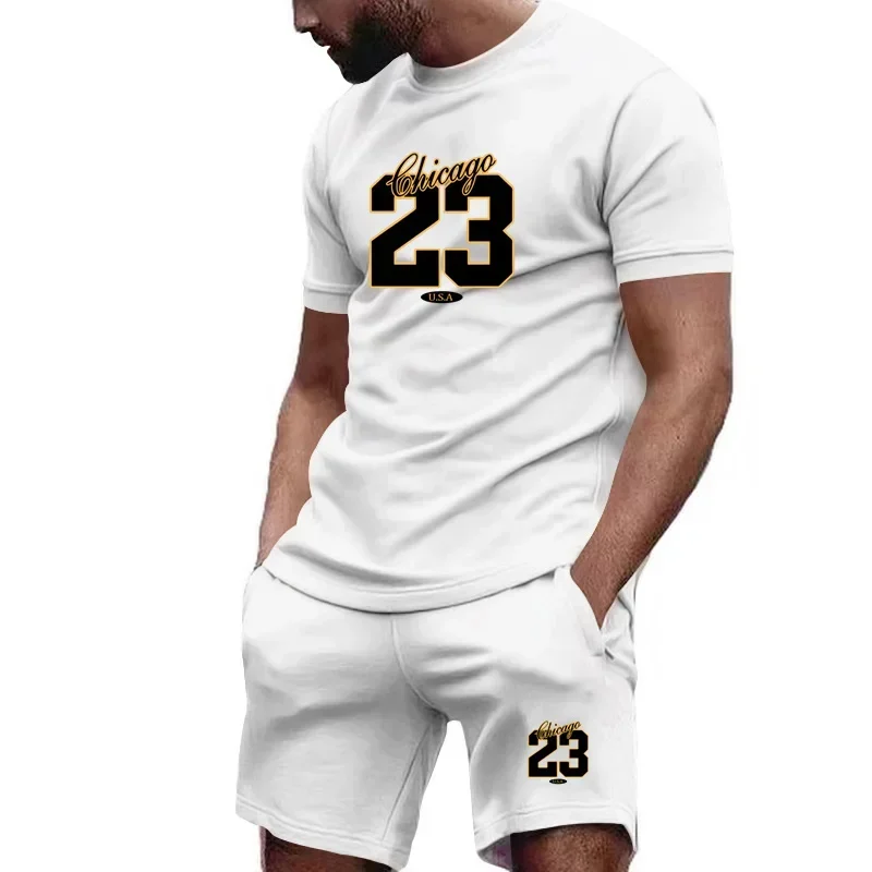 

Men's short-sleeved sportswear set, summer 2025 new outdoor jogging round-neck short-sleeved T-shirt and shorts two-piece set