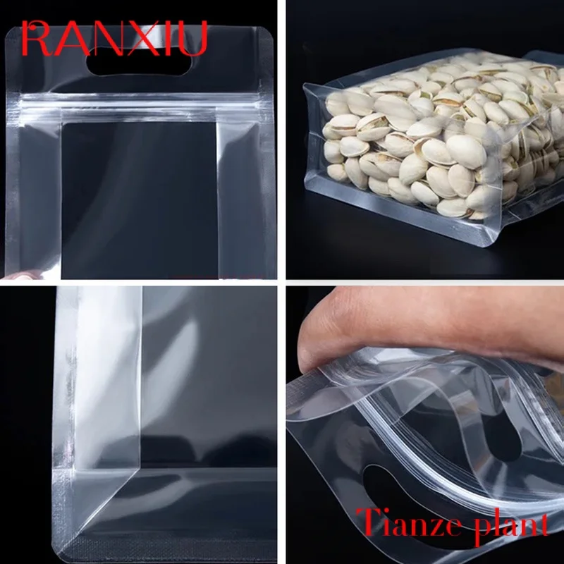 Custom Custom Print Stand Up Bag Transparent Back Seal Pouch Plastic Packaging for food packaging bags