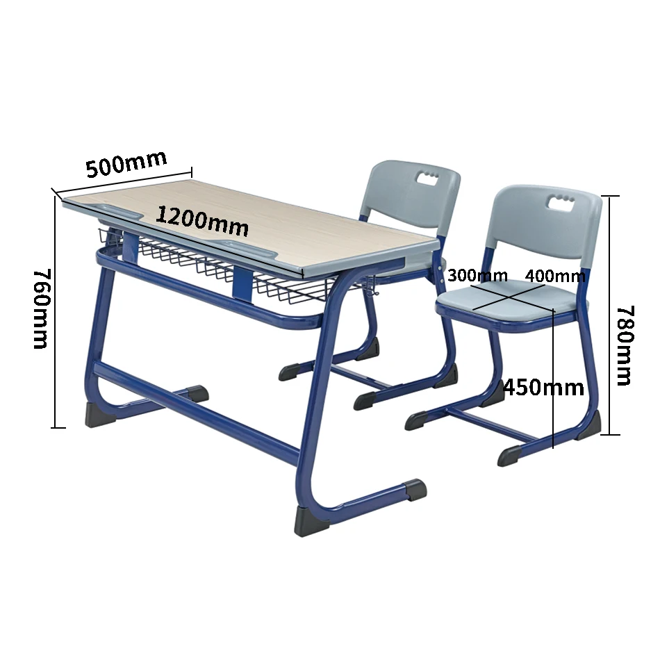 Modern Classroom Furniture School Desk And Chair Set For Supermarket Use MDF Top Strong Metal Frame 2-Year Warranty