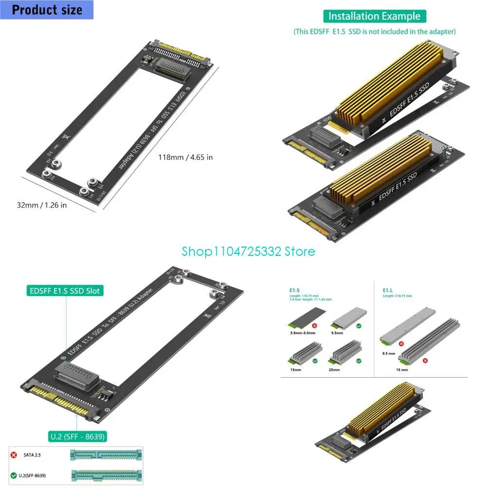 

P5EA Durability EDSFF E1.S Drive To U.2 SFF8639 Adapter Card For Data Centers